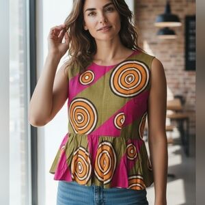 Vibrant Pink and Green Women's Blouse